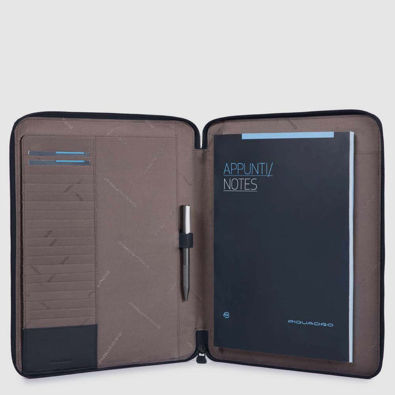 Slim notepad holder, A4 format, with zipper and pe