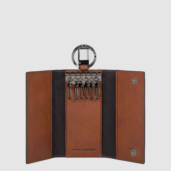 Leather key holder with six hooks