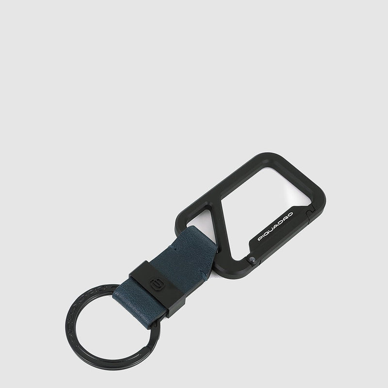 Leather Keychain with double carabiner hook