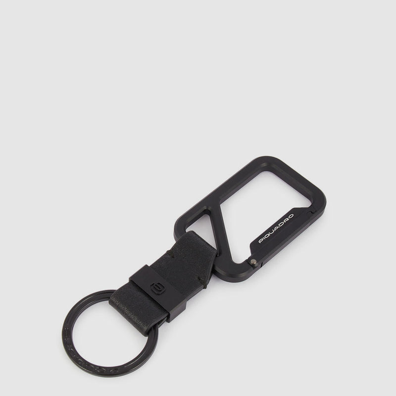 Leather Keychain with double carabiner hook