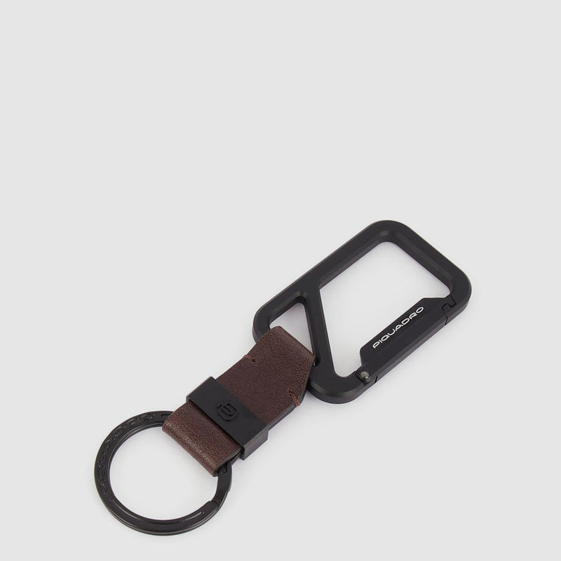 Leather Keychain with double carabiner hook