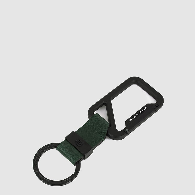 Leather Keychain with double carabiner hook