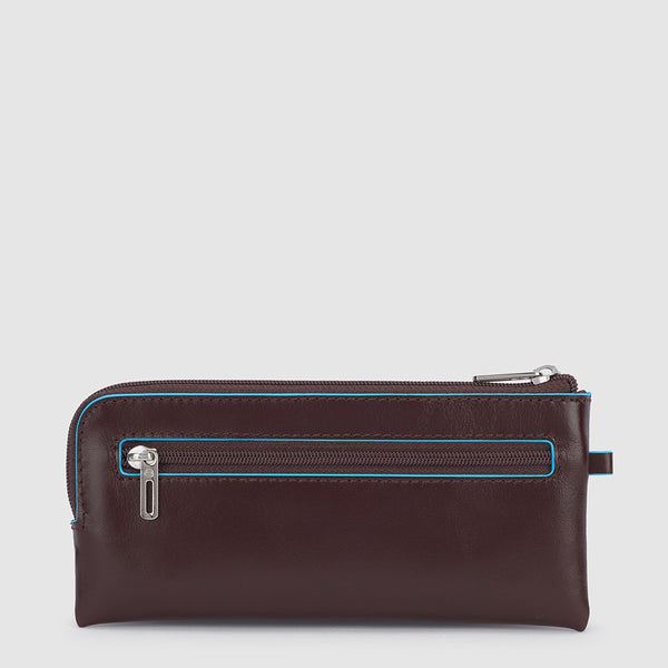 Two-ring key case with zipped rear pocket