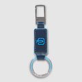 Leather Carabiner Keychain – Blue Square