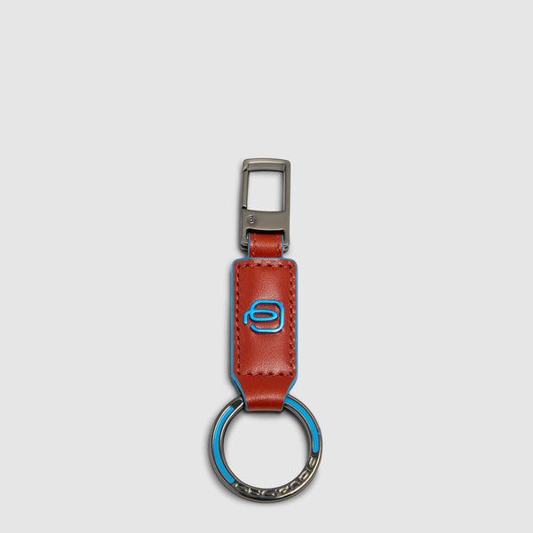 Leather Carabiner Keychain – Blue Square - 1