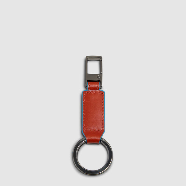 Leather Carabiner Keychain – Blue Square - 2