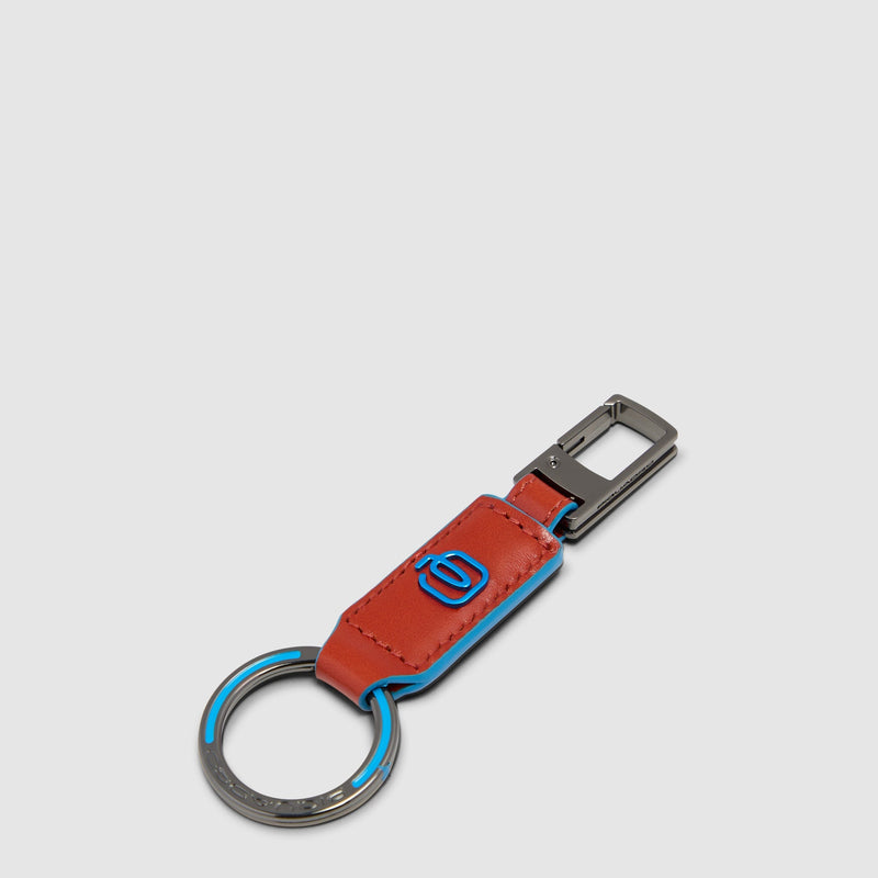 Leather Carabiner Keychain – Blue Square