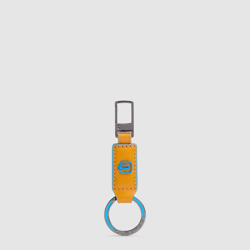Leather Carabiner Keychain – Blue Square