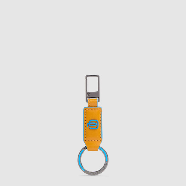 Leather Carabiner Keychain – Blue Square - 1