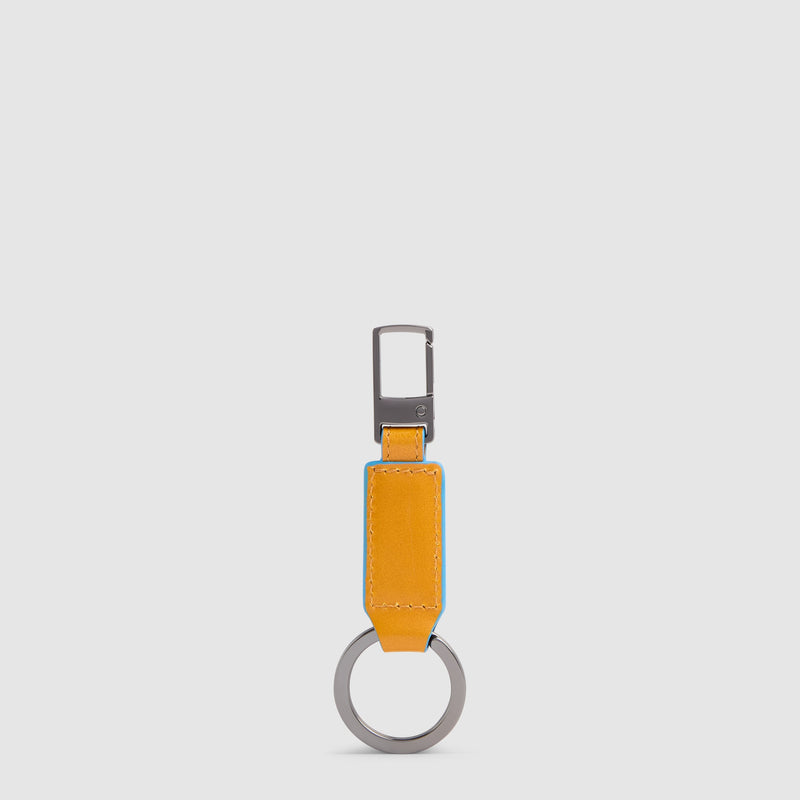 Leather Carabiner Keychain – Blue Square