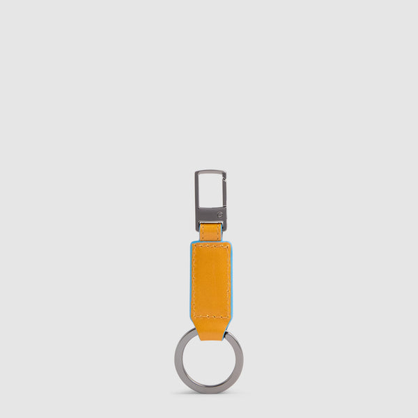 Leather Carabiner Keychain – Blue Square - 2