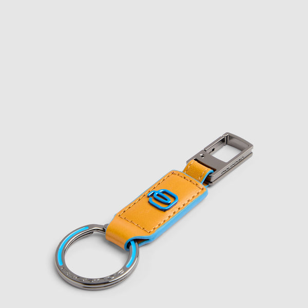 Leather Carabiner Keychain – Blue Square - 3