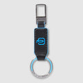 Leather Carabiner Keychain – Blue Square