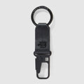 Leather Carabiner Keychain, Slim Flat Profile - Black