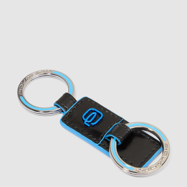 Slim Two-Ring Leather Keychain - 1
