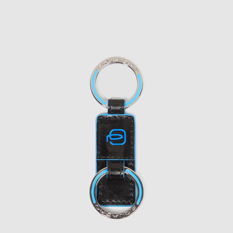 Slim Two-Ring Leather Keychain