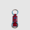 Slim Two-Ring Leather Keychain - Red