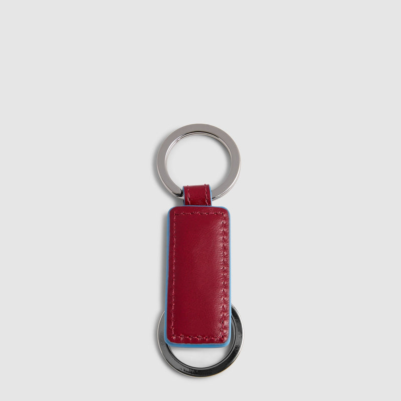 Slim Two-Ring Leather Keychain - Red - photo 2