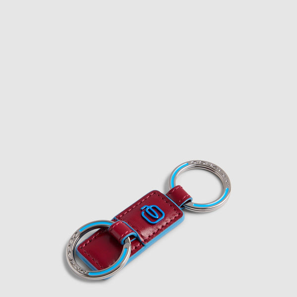 Slim Two-Ring Leather Keychain - Red - photo 3