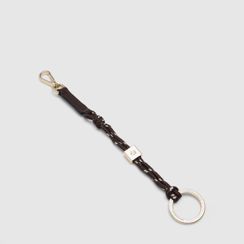 Leather and Textile Keyring with Coin Purse
