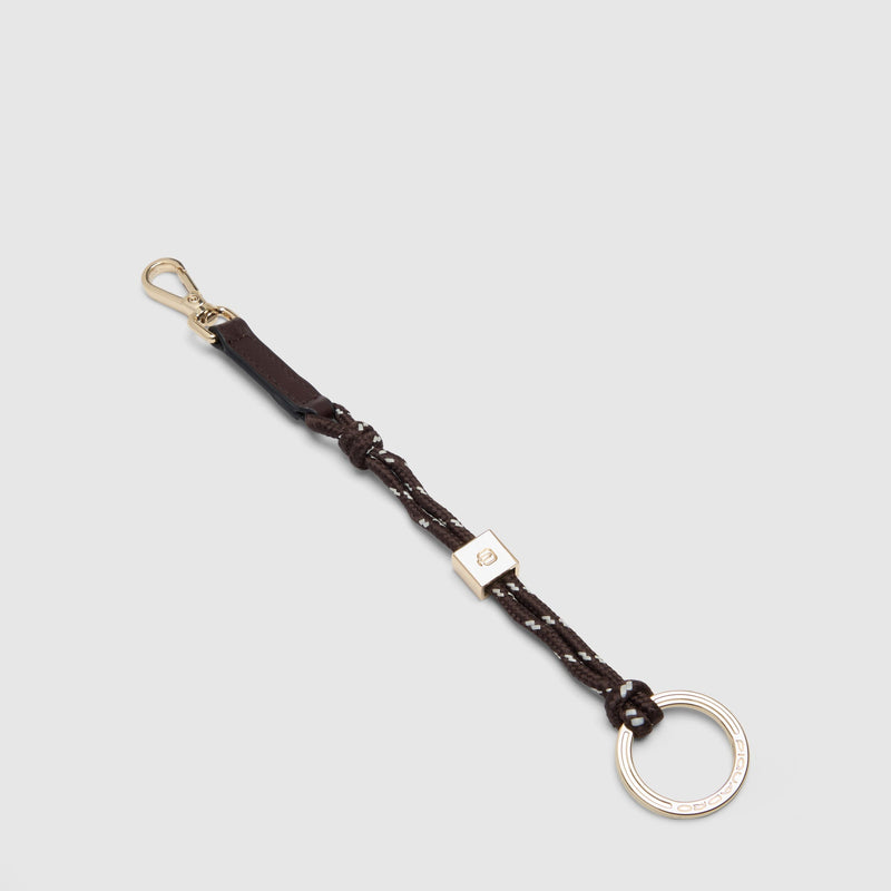 Leather and Textile Keyring with Coin Purse - 1
