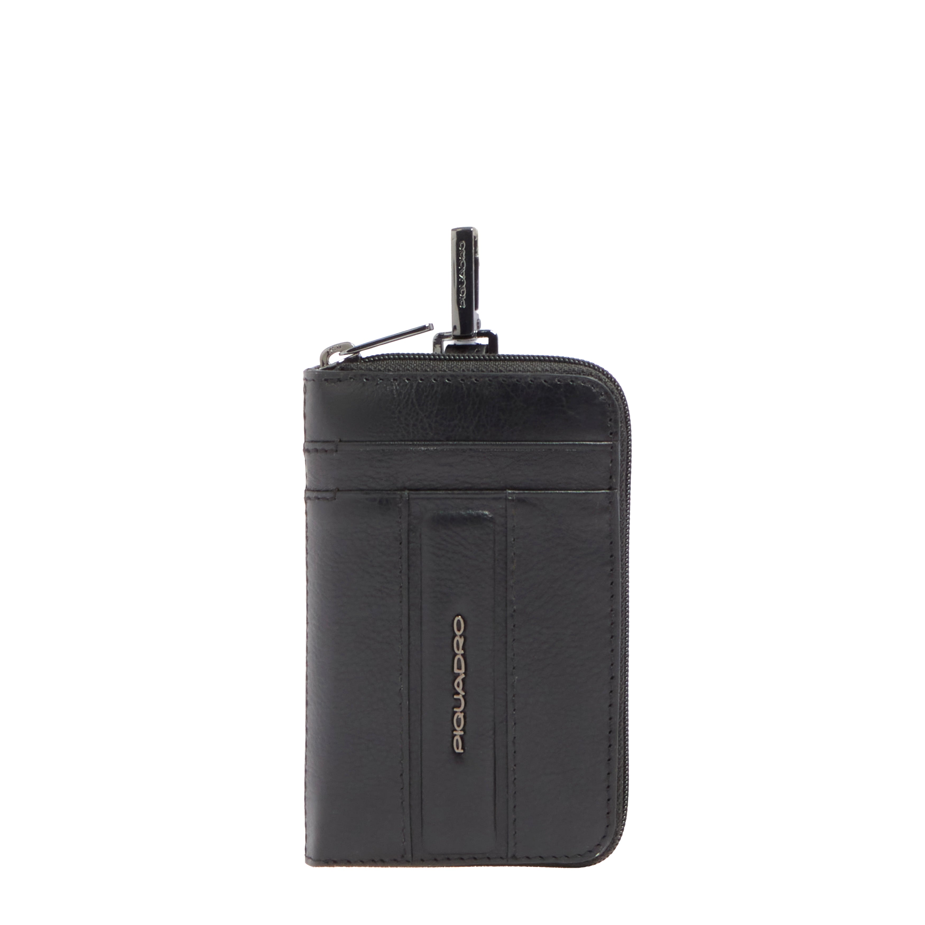 Leather Key Case with RFID-Protected Card Slots - black | Piquadro
