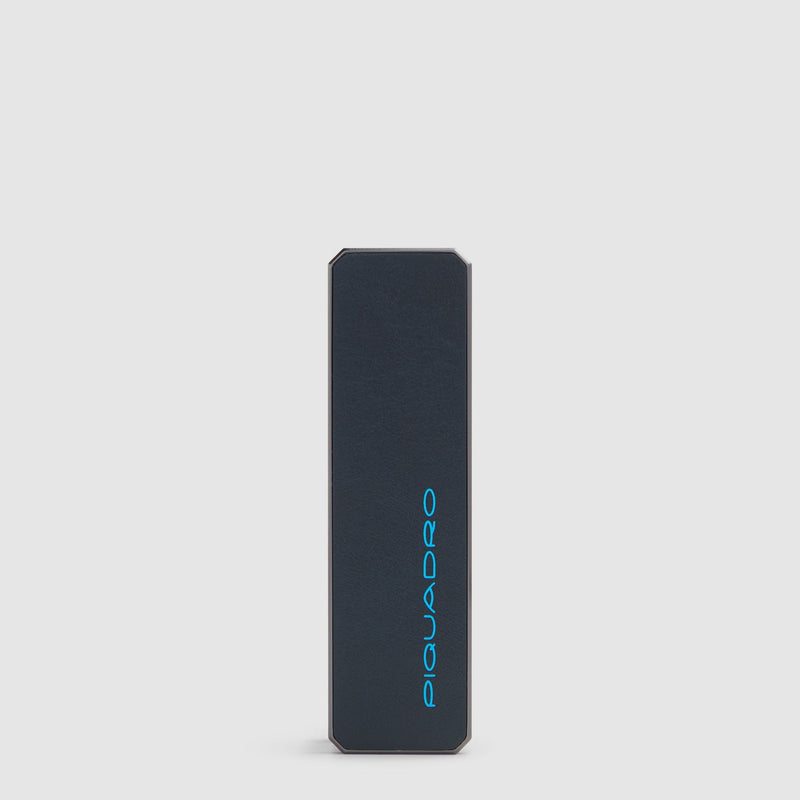 Leather Keychain with Find My Tracker and Engravable Tag - night blue
