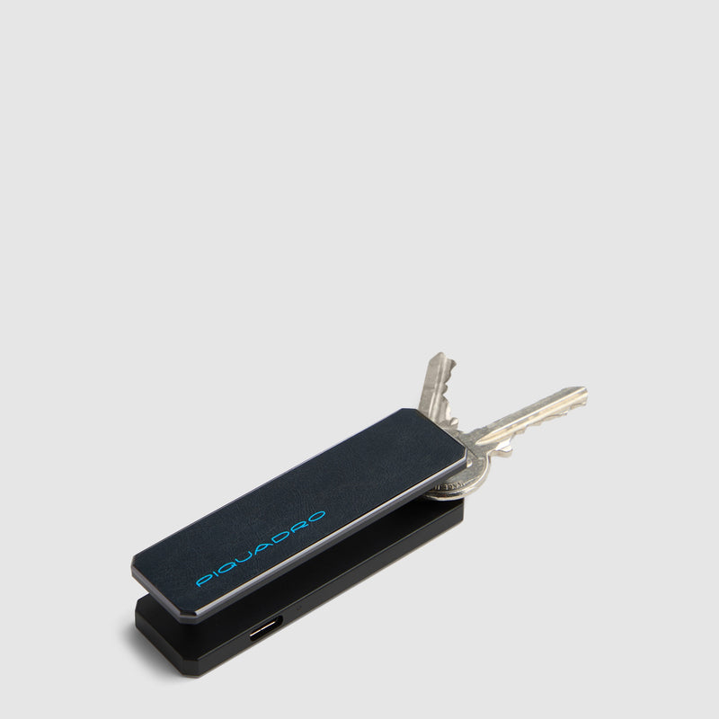 Leather Keychain with Find My Tracker and Engravable Tag