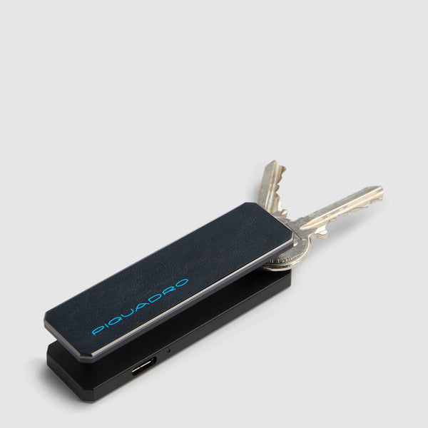 Leather Keychain with Find My Tracker and Engravable Tag - Night blue - photo 3