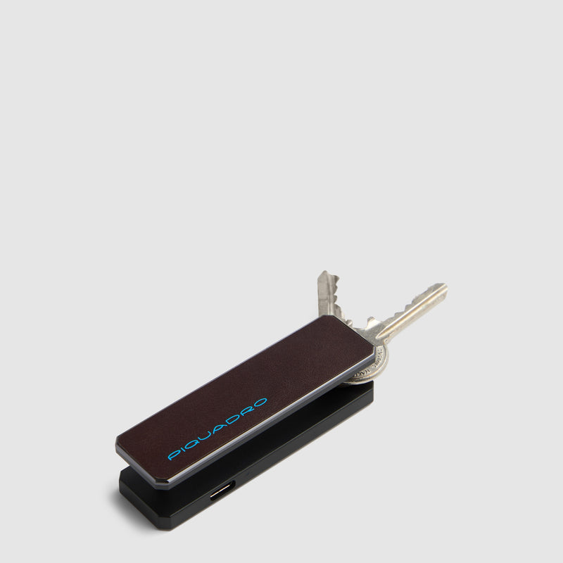 Leather Keychain with Find My Tracker and Engravable Tag