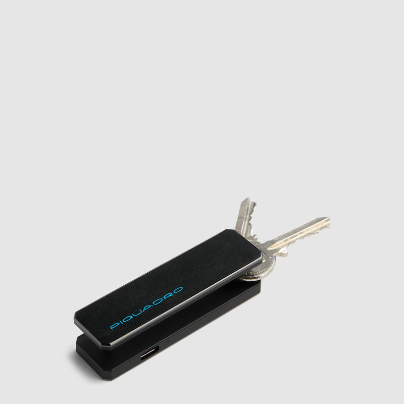 Leather Keychain with Find My Tracker and Engravable Tag