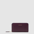 Women's Zip-Around Leather Wallet with 11 Card Slots