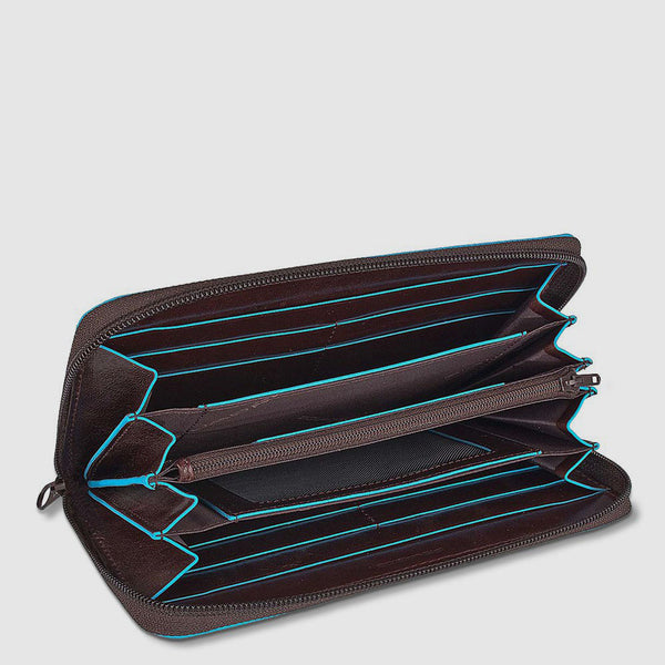 Zip-around women’s wallet with four dividers