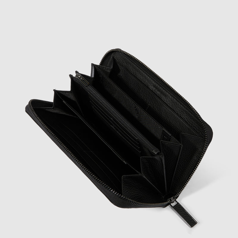 Zip-around women’s wallet with four dividers