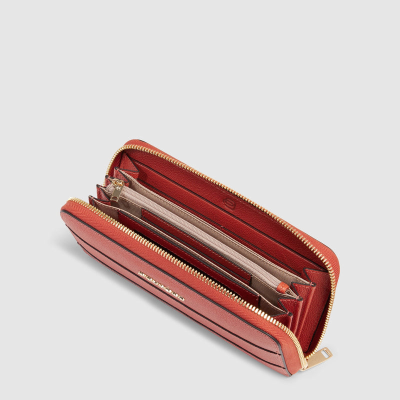 Zip-around women’s wallet with four dividers