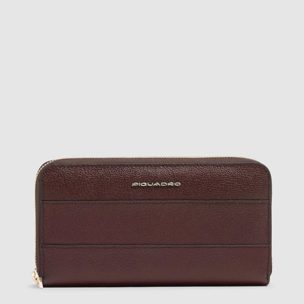 Zip-around women’s wallet with four dividers