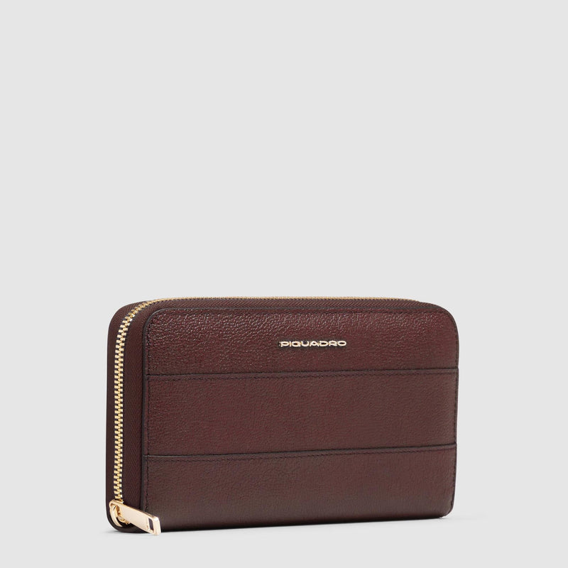 Zip-around women’s wallet with four dividers