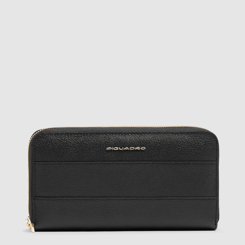 Zip-around women’s wallet with four dividers