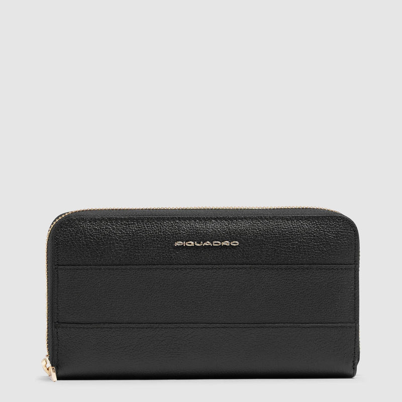 Zip-around women’s wallet with four dividers