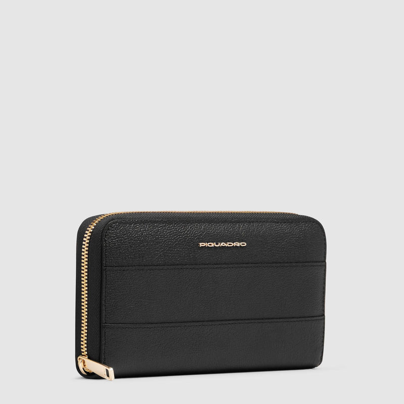 Zip-around women’s wallet with four dividers