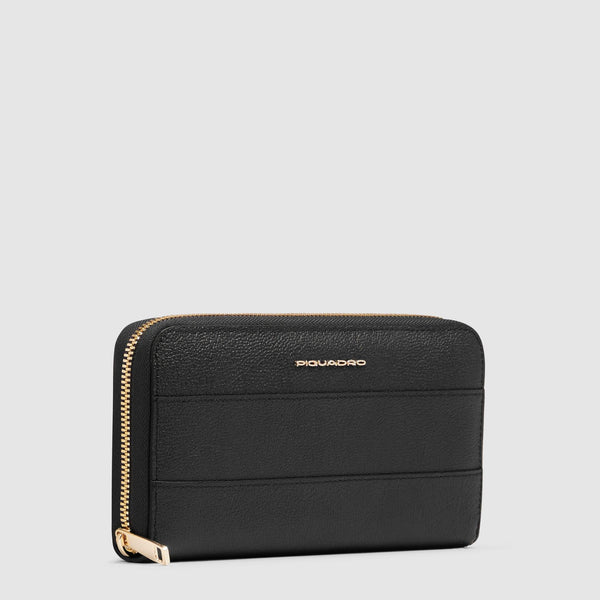 Zip-around women’s wallet with four dividers