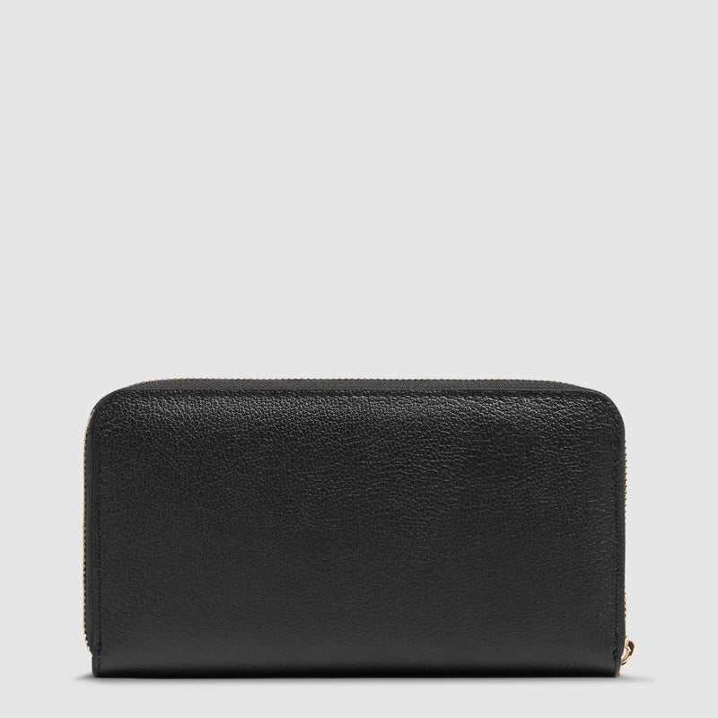 Zip-around women’s wallet with four dividers