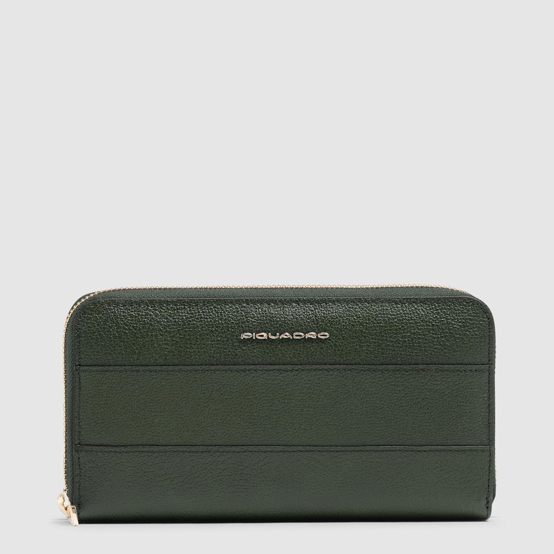 Zip-around women’s wallet with four dividers