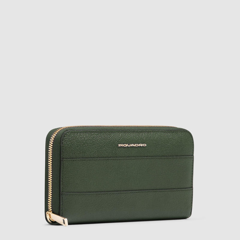 Zip-around women’s wallet with four dividers