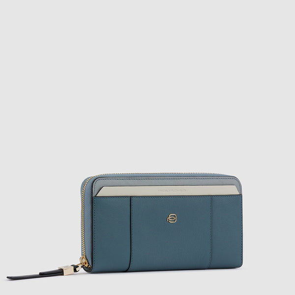 Zip-around women’s wallet with four dividers