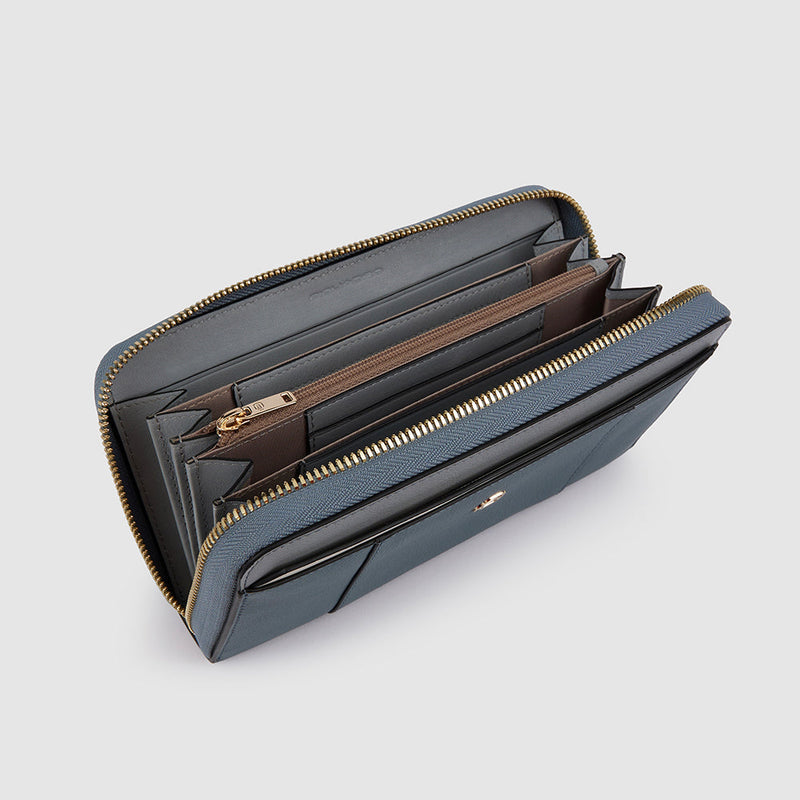 Zip-around women’s wallet with four dividers