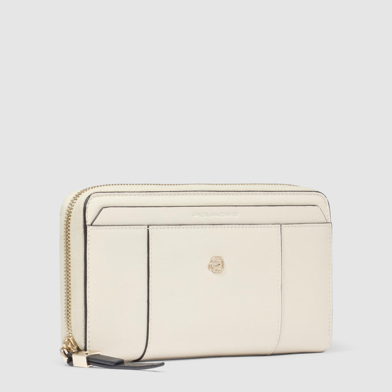 Zip-around women’s wallet with four dividers