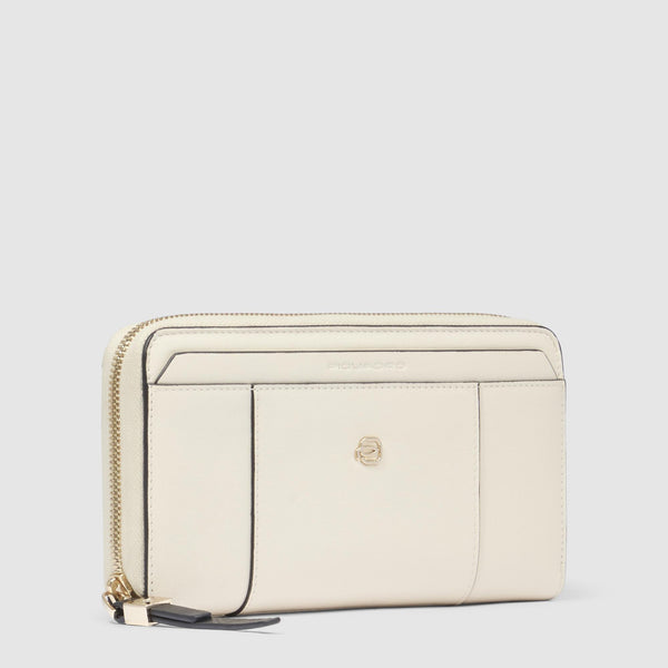 Zip-around women’s wallet with four dividers