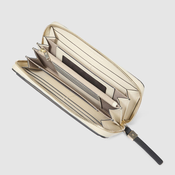 Zip-around women’s wallet with four dividers