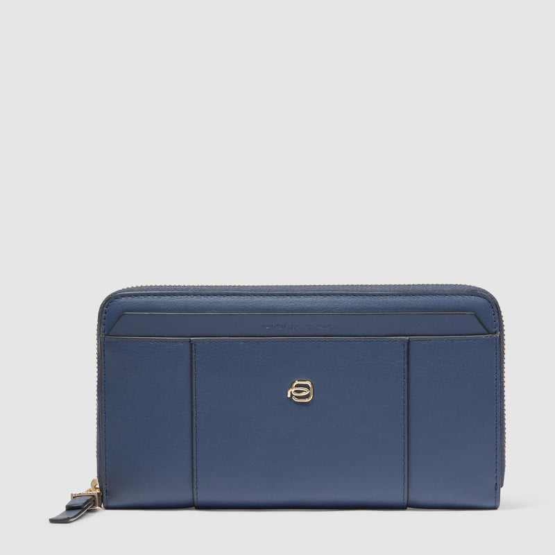Zip-around women’s wallet with four dividers